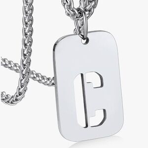 BNIB Stainless Steel Letter C Pendant with Necklace For Men Women Bandmax